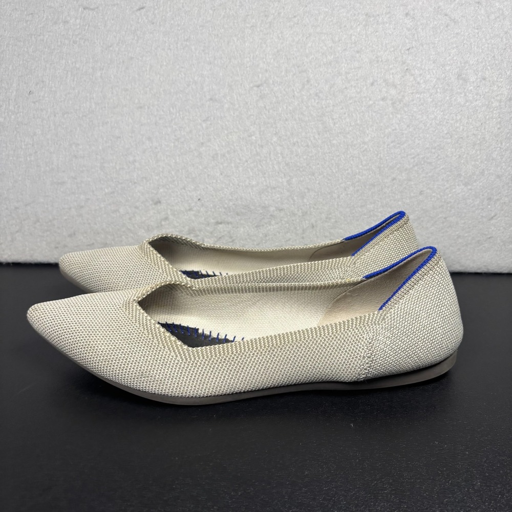 RARE RETIRED Rothy's The Point Size 7.5 Birdseye Beige Gray Luxury Flats Shoes